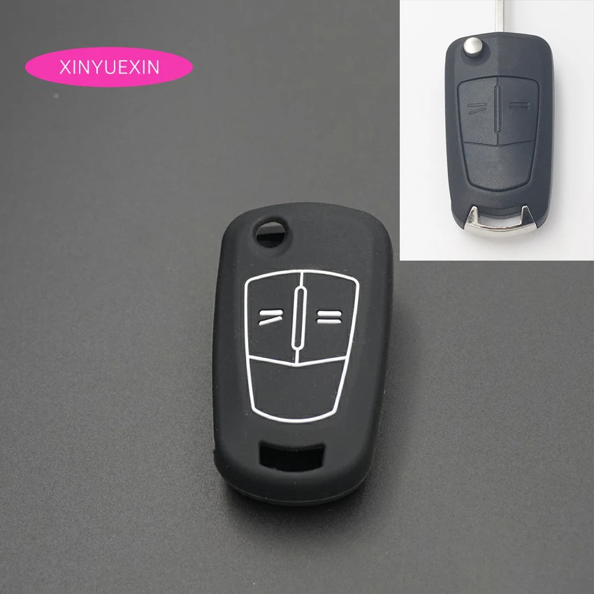 Xinyuexin Silicone Car Key Cover FOB Case For Opel Astra Corsa Antara Meriva Zafira Insignia Flip Remote Key 3Button Car-styling