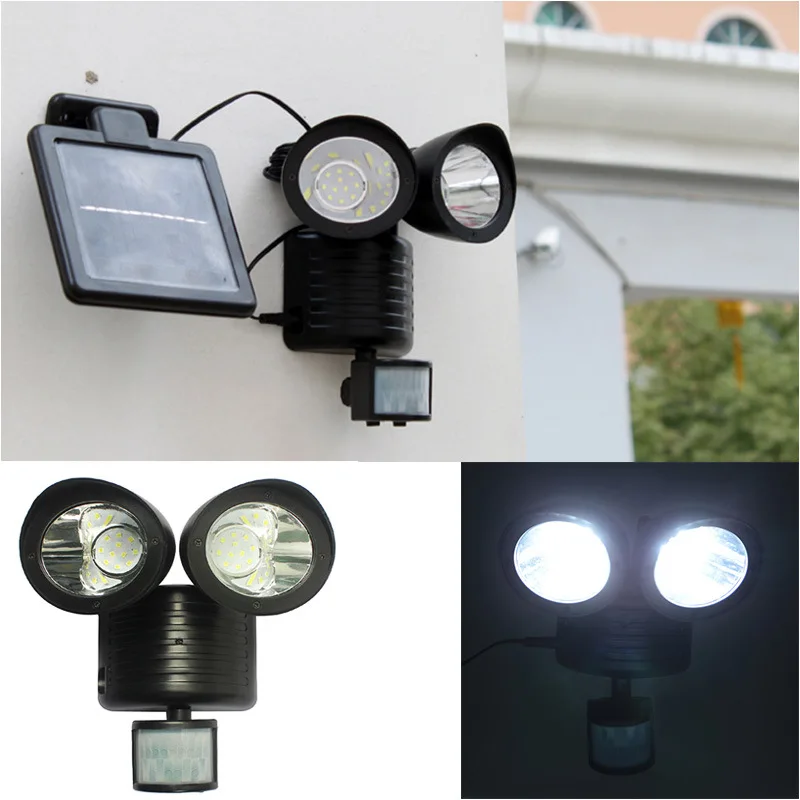 

Highlight 22LED double head induction spotlight human body induction solar garage garden light