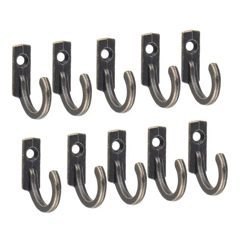 New 10PCS Single Prong Towel Clothes Black Retro Towel Hanger For Hanging Mini Size Mini Coat Hooks Retro Cloth Hanger for Coats