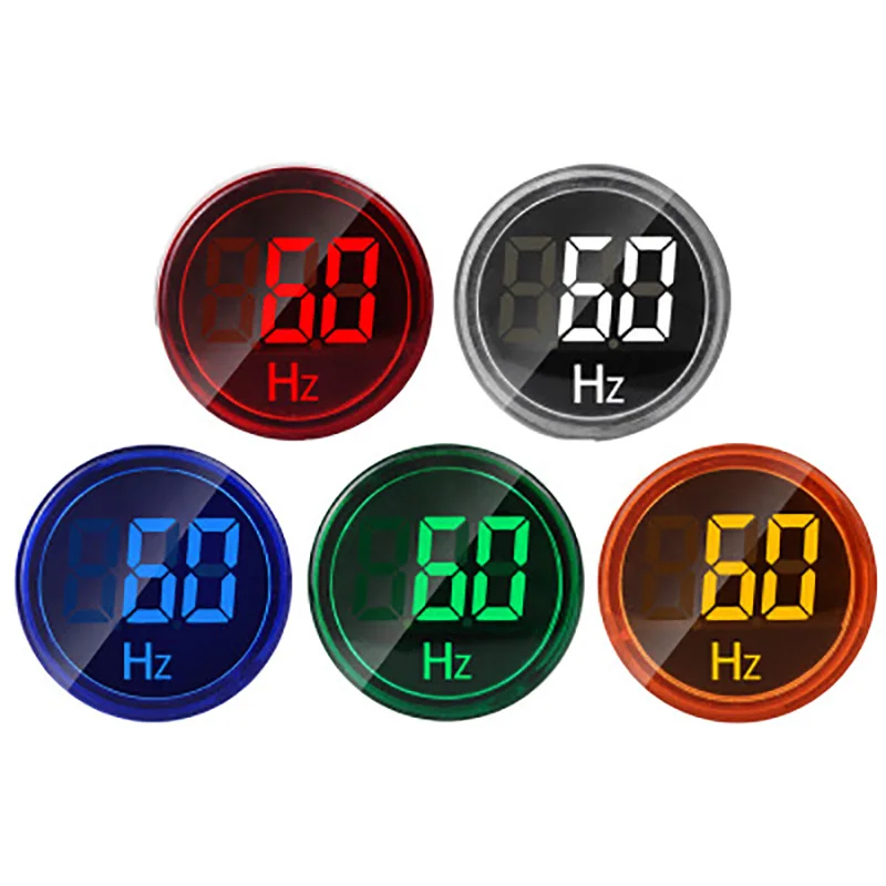 ST16Hz Round 22mm LED Digital hz Meter Indicator Signal Lamp Lights Frequency Counter Frequency Meter 20-75Hz Tester Meter