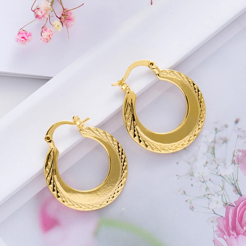 2.5cm Africa Habesha Fashion Jewelry 24k Gold color Round Ethiopian Earrings,Indonesia,Nigeria,Congo,arab for Women Wedding Gift