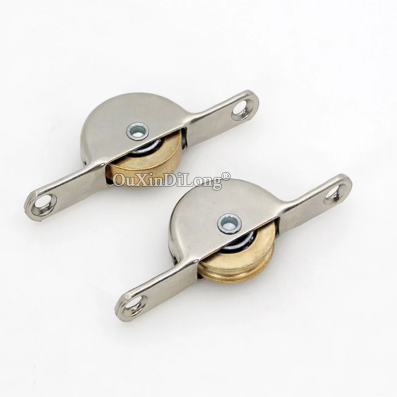 New 8PCS Stainless Steel Sliding Door Rollers Cupboard Wardrobe Cabinet Door Copper Wheels Window Moving Rollers Pulleys Runners