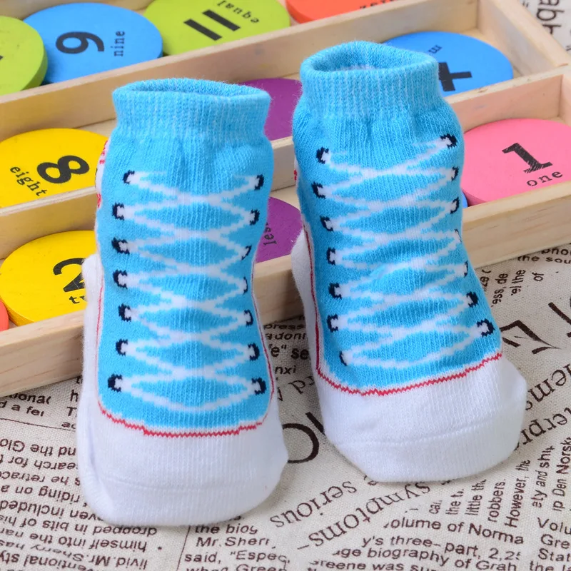 1 pair Cotton Children Socks with non-slip rubber-soled Cartoon Baby Socks Newborn Unisex Anti-slip Shoes Boots for 0-12M baby