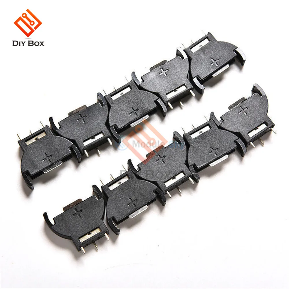 10PCS Schwarz Kunststoff CR2032 2032 3V Half-Runde Cell-münze Batterie Sockel Inhaber Fall Modul Batterie Boxen vertikale Inline 3 Pins – Detail 5