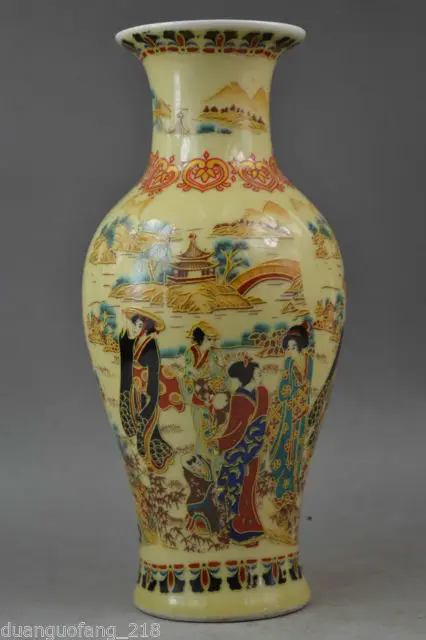 Exquisite Chinese Handwork Old Porcelain Painting with Dowager Landscape Vase