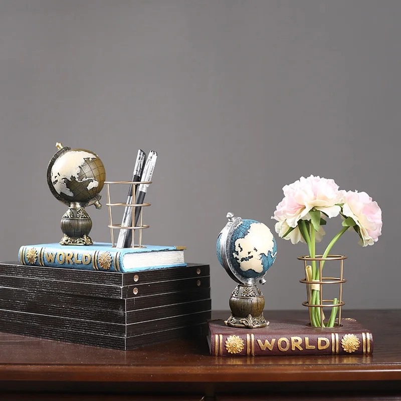 

Resin Globe Shapped Pen Holder, Pen Container, Stationery Study Ornaments