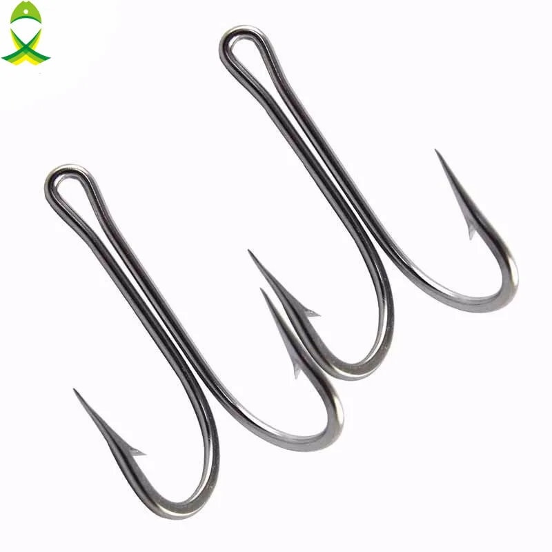 

JSM 10pcs 7982 Stainless Steel Double Fishing Hooks Big Sharp Double Bait Fishhooks Carp Fishing Tackle Size 6/0 7/0 8/0 10/0