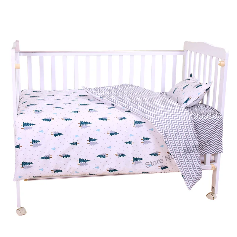 

3Pcs Baby Bedding Set Cartoon Cotton Baby Crib Sets Baby Cot Set Including Pillowcase Flat Sheet Duvet Cover Without Filling