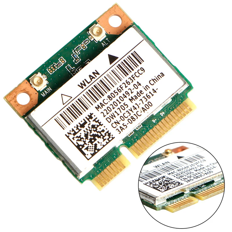 Intel mini cartão sem fio qualcomm qcwb335 wifi, placa intel wireless com espaço para dell dw1705