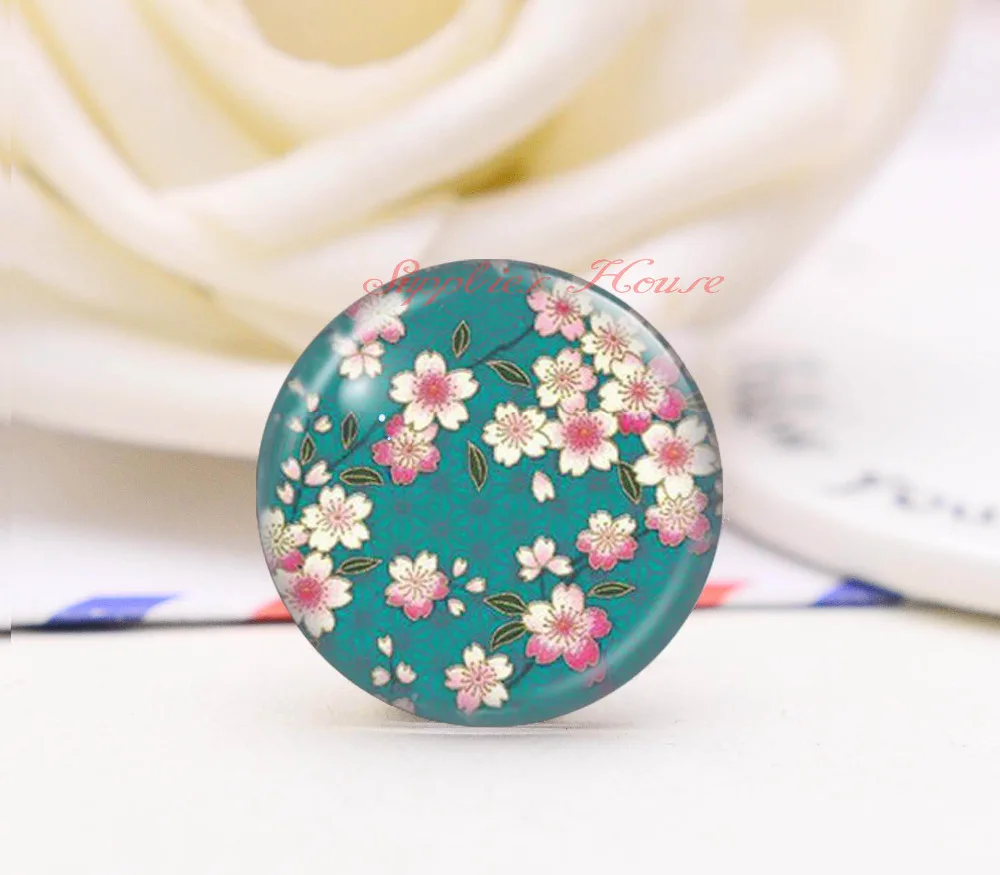 Handmade Round Flower Photo Glass Cabochons Jewelry Finding Cameo Pendant Settings For Diy Earring Necklace Keychain Accessories