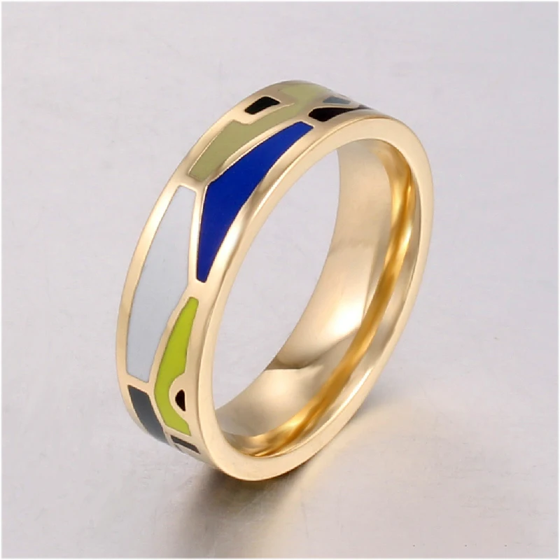 Luxury Brand  Rings for Women Stainless Steel Multi-Color Fashion Pretty Charm Enamel Ring Holiday Gifts