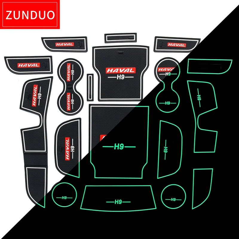 ZUNDUO For GWM Haval H9 2015-2022 Gate Slot Cup Holders MAT Accessories Door Groove Pad