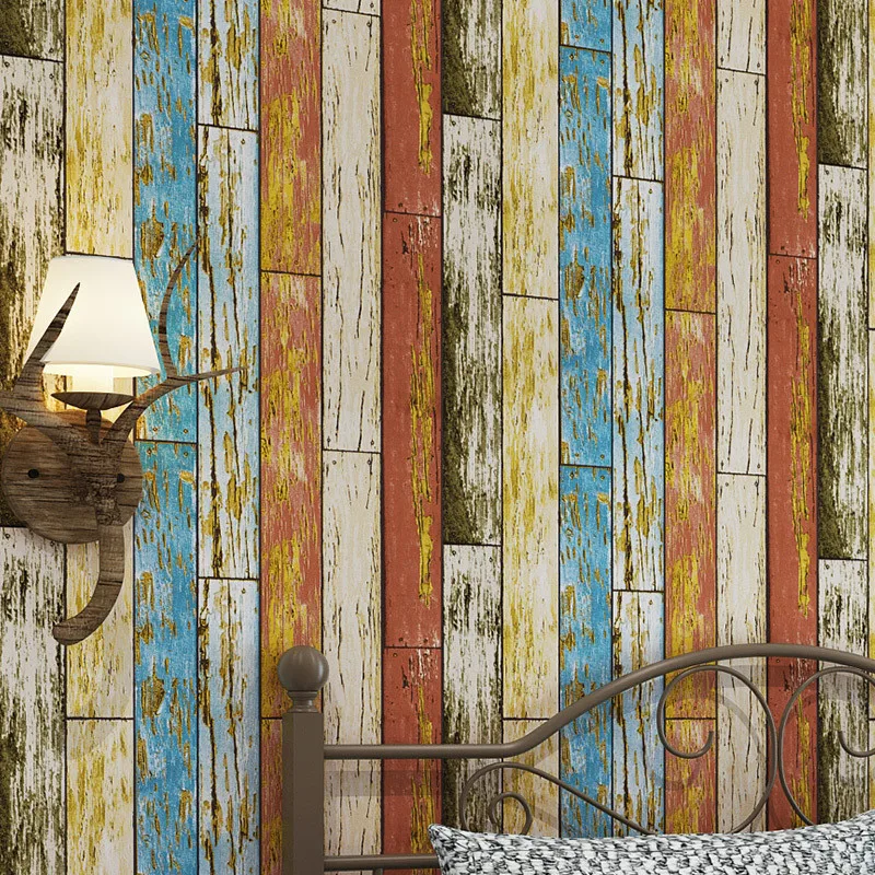 

beibehang American retro simulation wood grain wallpaper Western restaurant living room TV background Imitation wood wallpaper