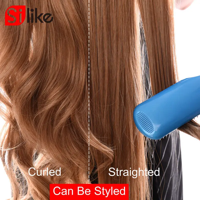 Silike-extensiones de cabello ondulado sintético para mujer, Clips de una pieza, fibra resistente al calor, 17 colores, 32 pulgadas