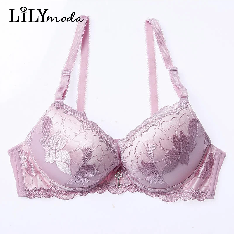 

2018 Summer Women Beautiful Floral Luxury Embroidery Lace Water Bra 3/4 Cup Push Up Underwear Sexy Female Lingerie Brassiere