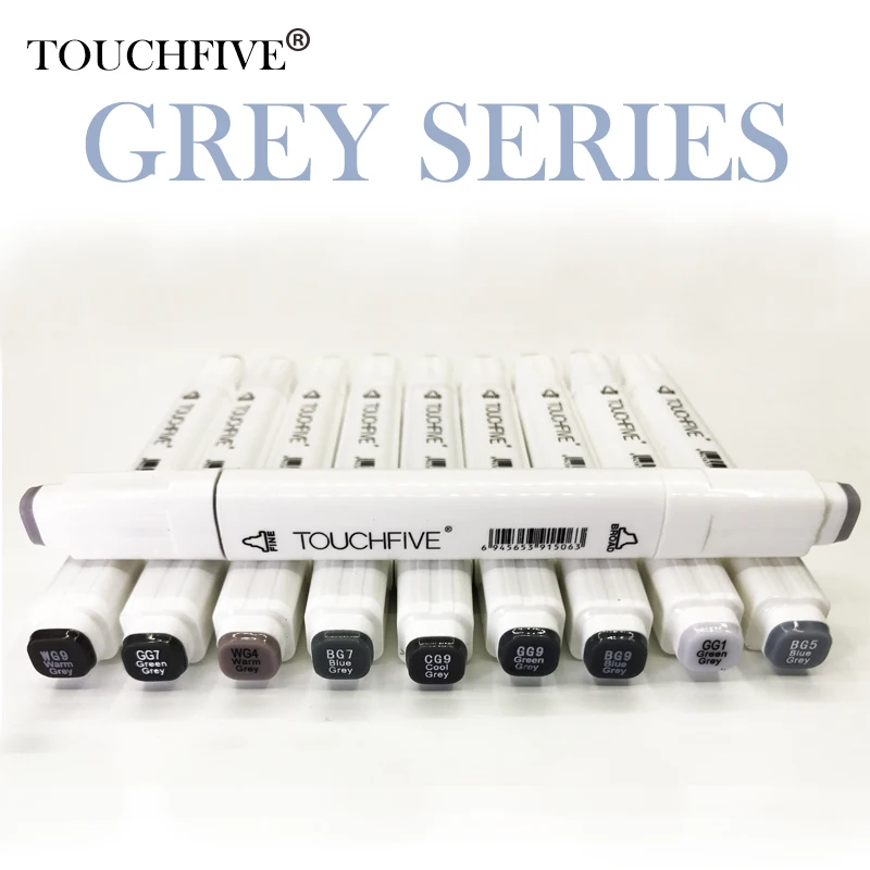 Touchfive Gray Tone Art Marker Set Alcohol Based Brush Pen Liner Sketch Markers Twin For Manga Anime Drawing Art Supplies