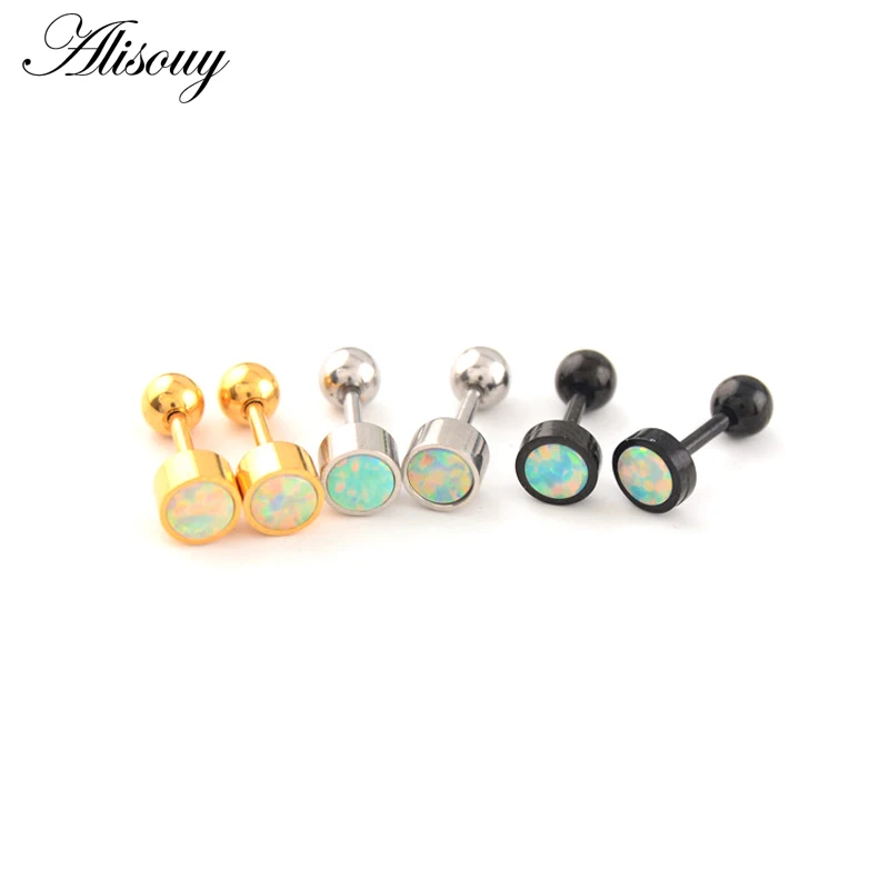 1pc Steel Opal Ear Tragus Cartilage Ear Studs Helix Piercings Lobe Piercings Upper Ear Piercing Labret Ring Tragus Piercing