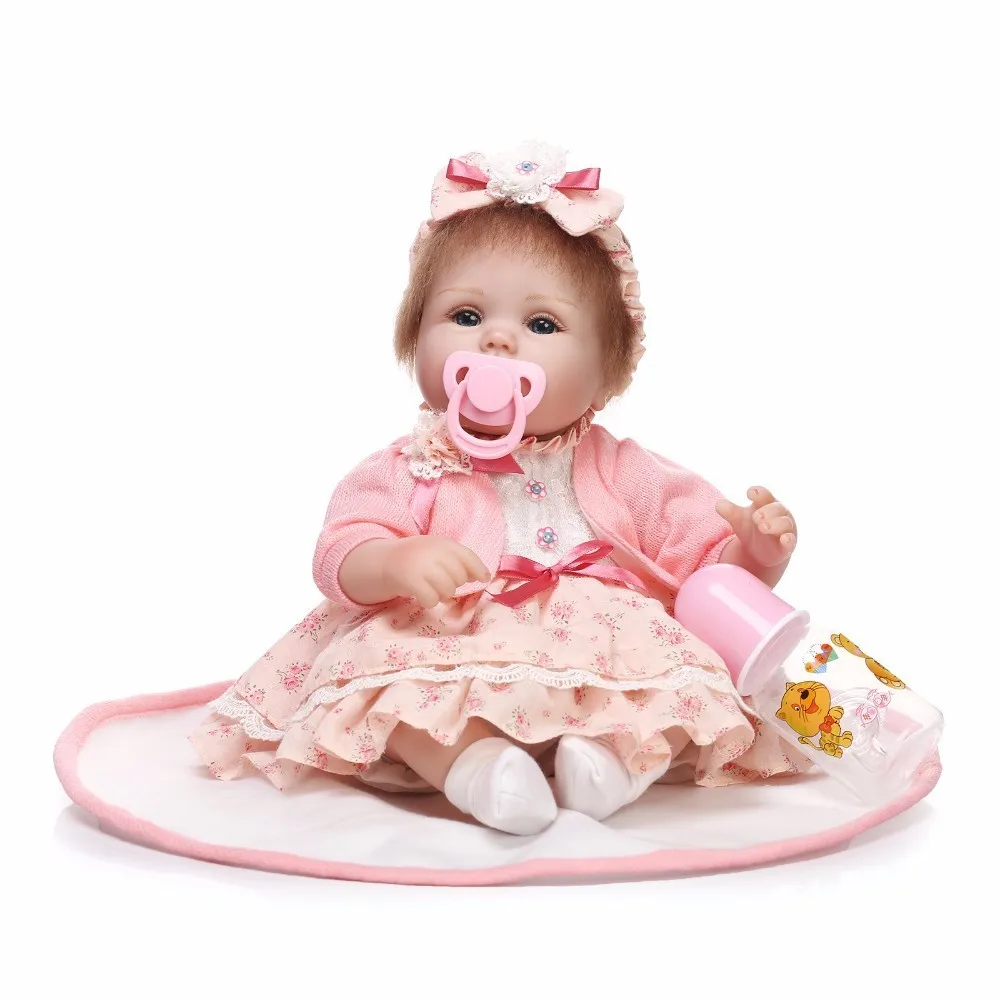 

40cm Reborn Baby Soft Silica gel Girl Doll Appease Lifelike Babies play house toy for Children's Christmas Birthday Gift