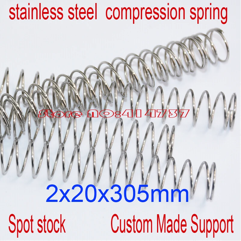 5pcs  2*20*305mm   stainless steel  spot spring  2mm wire hammer spring Y type compression spring pressure spring OD=20mm