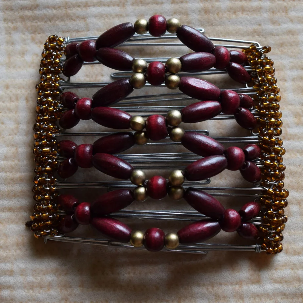 burgundy vintage beads metal comb girls wedding pary best gift magic comb 10 pcs /lot