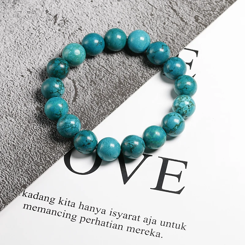 Natural Turquoises Stone 12MM Beads Bracelets for Women Round Beaded Bracelet Men Jewelry Gift Yoga Meditation