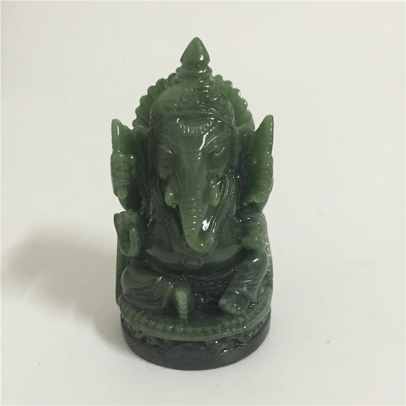Ganesha Buddha Statue Elephant God Sculpture Ganesh Figurine Man-made Jade Stone Garden Home Decoration Accessories Statues