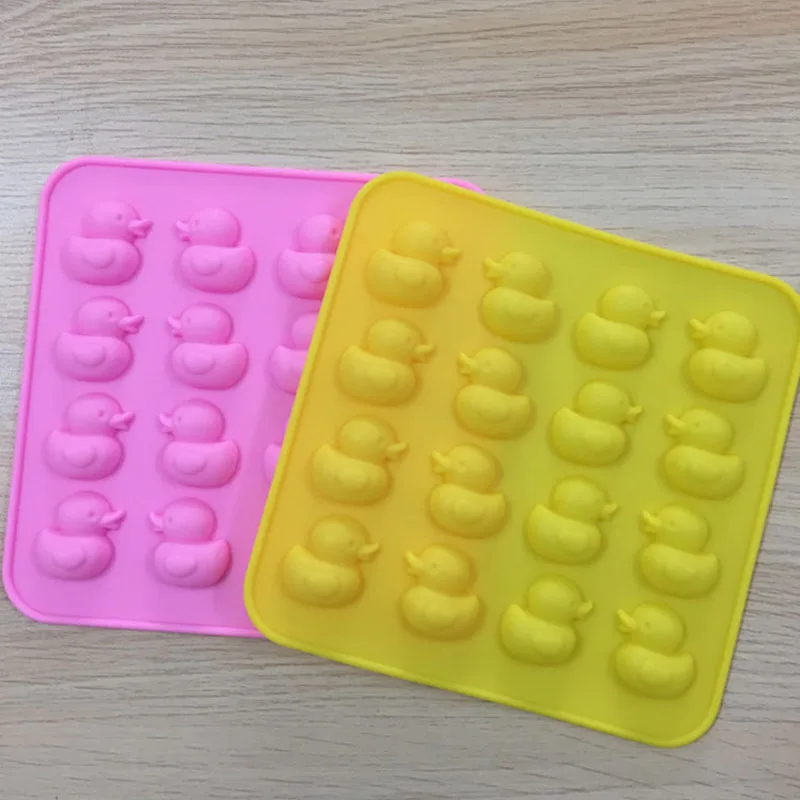 100pcs Silicone Duck Shape Pudding Fondant Ice Tray Mould Non-Stick Chocolate Jelly Mold Soap Bakeware ZA6804