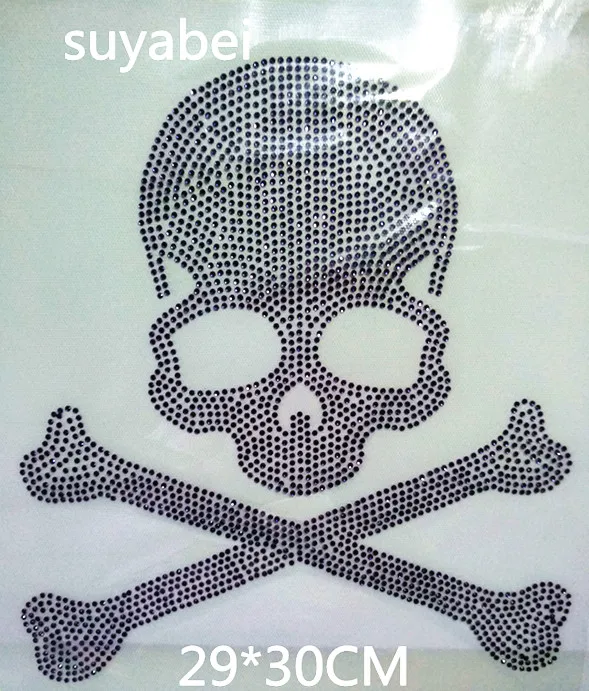 

Skull strass patches iron on transfers motif transfer on design hot fix rhinestone motif garment sticker design stone