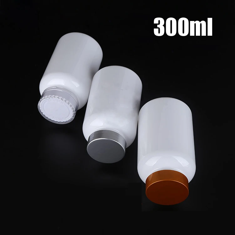 

20PCS 300CC White Color PET Bottles, Plastic Packing Bottles, Capsule Bottles, Pills Containers Golden/Silver/White Color Lids