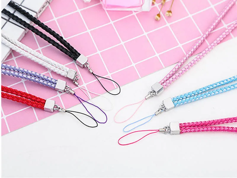 50pcs Long woven leather rope camera hanging neck lanyard mobile phone shell lanyard candy color certificate lanyard