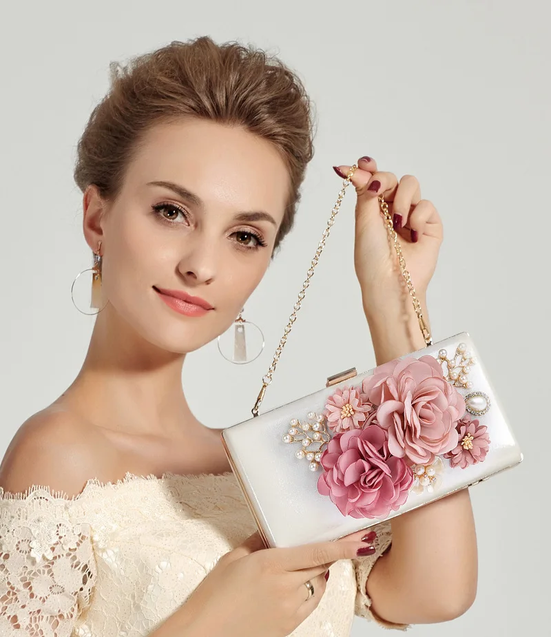 JaneVini-Bolso de noche con flores y perlas para mujer, bandolera con cadena para banquete, boda, 2021