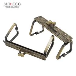 10Pcs 9cm Metal Purse Frame Handle for Clutch Bag Handbag Accessories Making Kiss Clasp Lock Square  Antique Bronze  Hardware