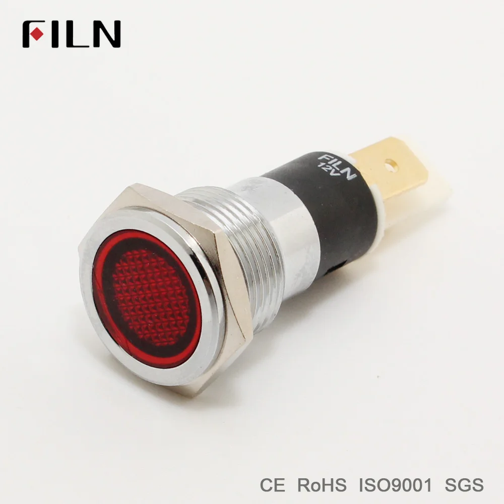 FILN FL1M-14FJ-1 12V 14mm pilot Signal light lamp  red blue green white led Metal Indicator