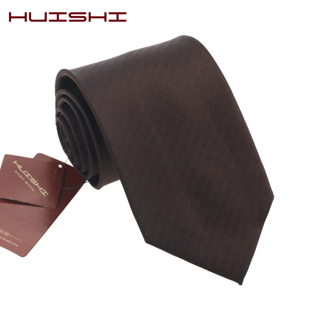 HUISHI-Corbata a cuadros y rayas para hombre, corbata marrón de 8cm y 6cm, traje de negocios, boda, fiesta, regalo