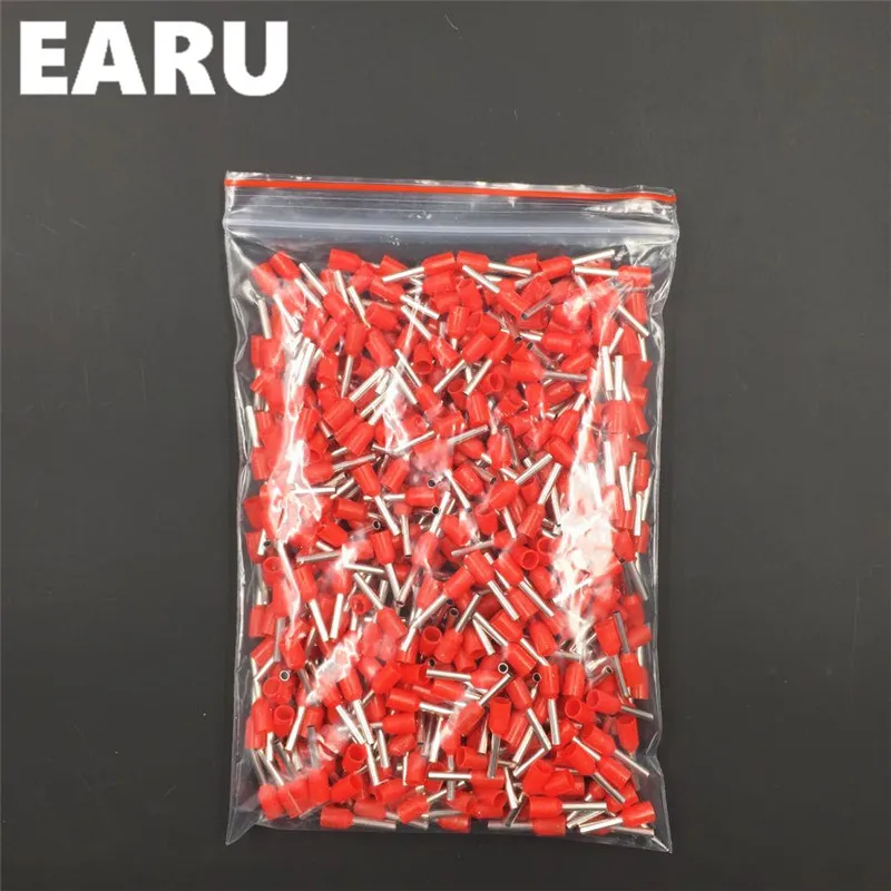 1000Pcs E2518 Tube Insulating Insulated Terminal 2.5MM2 14AWG Cable Wire Connector Insulating Crimp E Black Yellow Blue Red