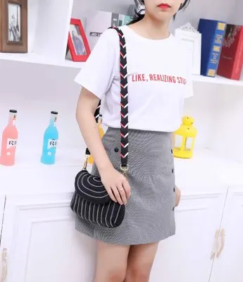 Summer New Personality Woven Belt Ladies Bag Accessories Shoulder Bag Crossbody Bag Collision Color Bag Strap KZA1026