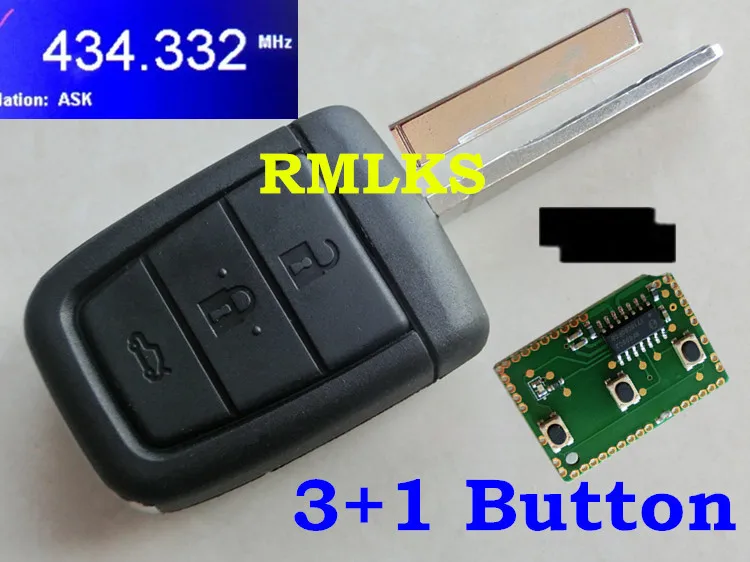 

RMLKS Smart Folding Remote Key Fob 3 Button +Panic 433MHz ID46 Chip Uncut Blade Flip 4 Button Remote Car Key FCC ID:OUC6000083