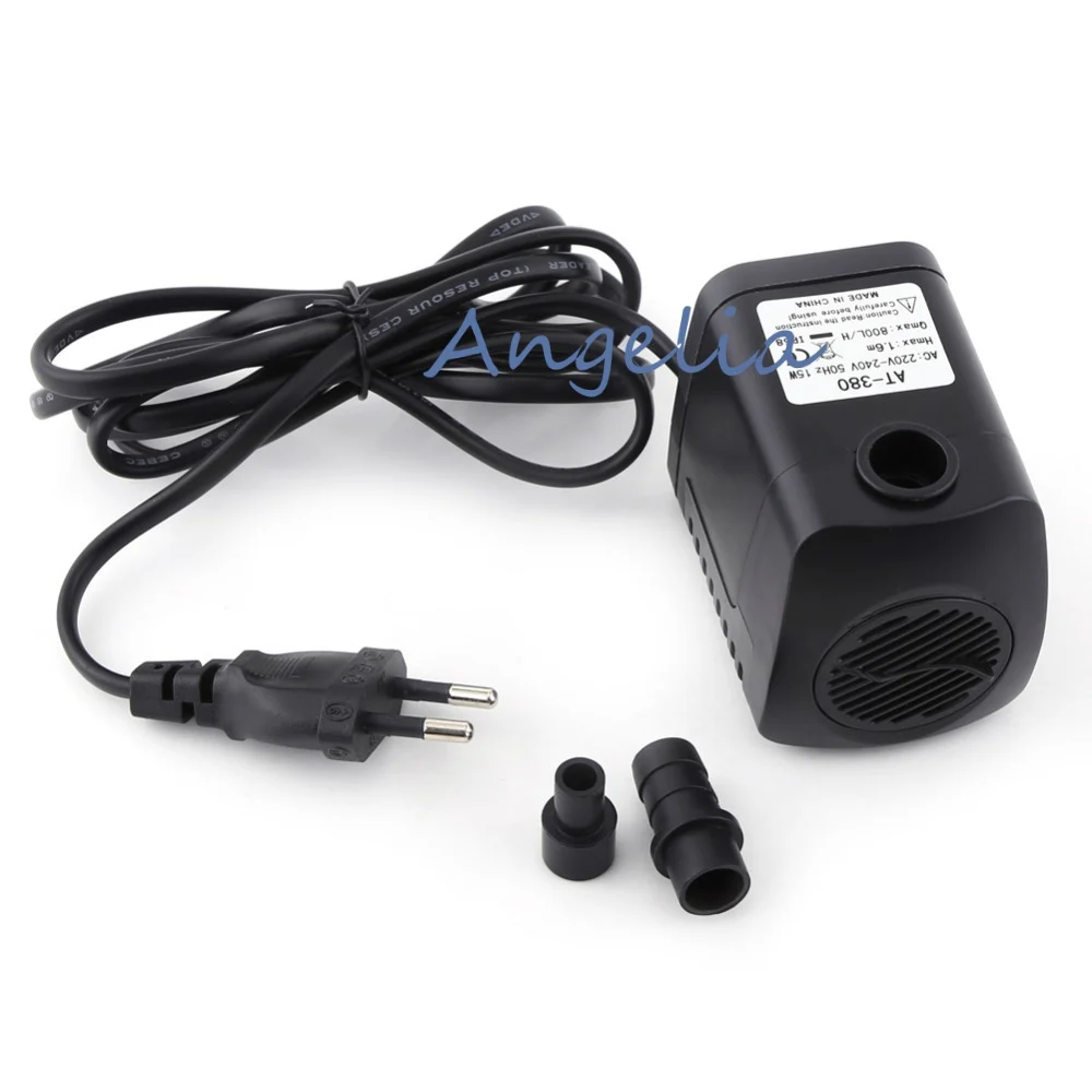 

1Pc Ultra-quiet 220-240V 15W 800L/H EU Plug Water Submersible Pump Flow Rate Fountain Aquarium Water PumpAir Fish Tank AT-380