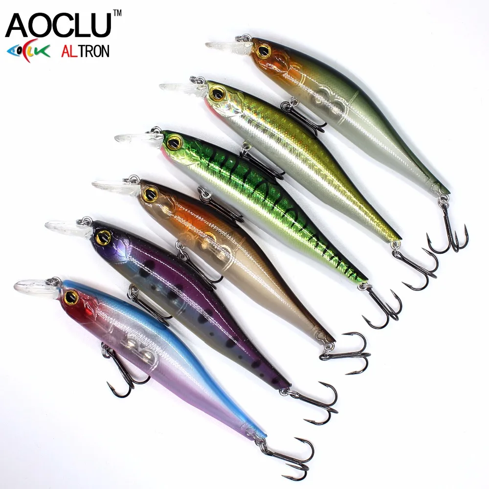 AOCLU-Sinking Wobbler Hard Bait, Minnow Crank, Dive Depth 1.2m Fishing Lure, Long Cast VMC Hook, Trout Killer Quality, 95mm, 13g