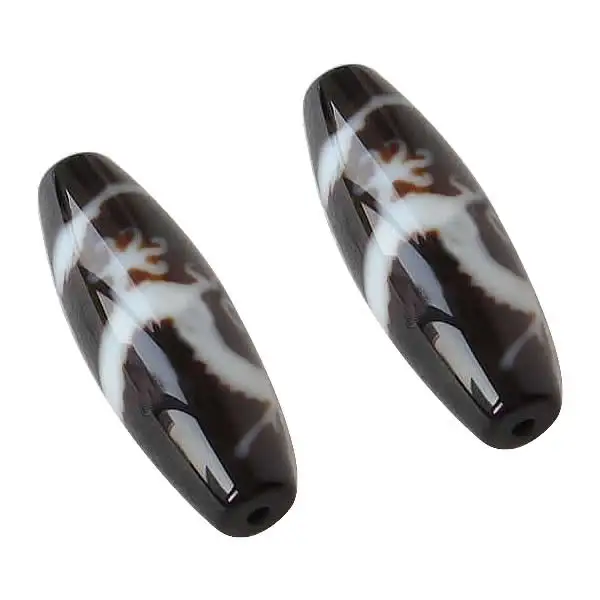 Natural Tibetan Dzi Beads Oval five-claw dragon Grade AAA Agate 13x38mm Hole:Approx 2mm Sold By Lot Free Shipping