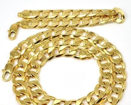 Imagem -03 - Real 24k Gold gf Homem Pulseira Colar 23.6 10 mm Chain Conjunto Aniversário Presente