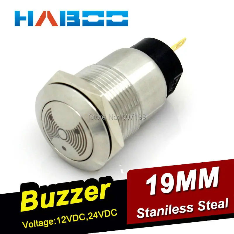 5pcs/lot dia.19mm metal buzzer anti-vandal alarm buzzer without led stainless steal material