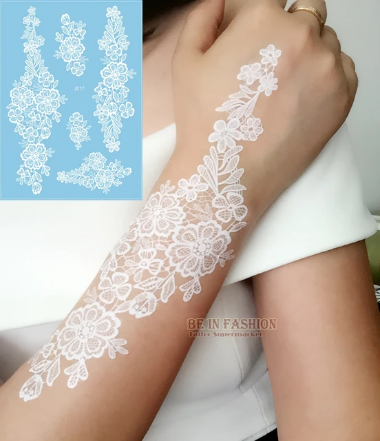 1sheet White Lace Henna Flash Tattoo Butterfly Feather Fake Temporary Tatoo  Sticker Summer Style Body Art Beauty Jewelry J017 - AliExpress