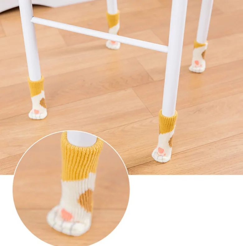 

4pcs Chair Leg Socks Cloth Floor Protection Table Legs Anti-skid Furniture Feet Sleeve Cover Cat Scratching