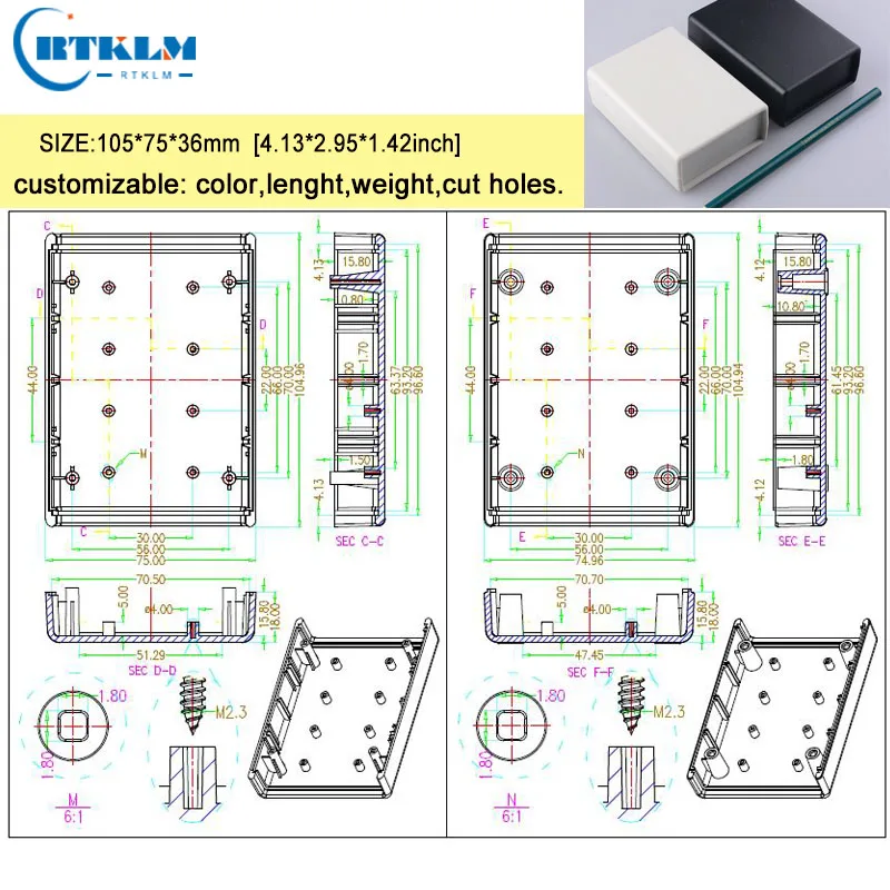 DIY electronic project box custom junction box electrical distribution box Plastic enclosure ABS Instrument case 105*75*36mm