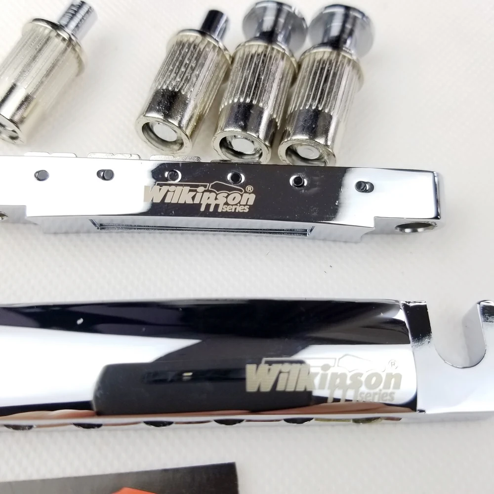 Original Wilkinson Chrome Silver Tune-O-Matic Style Electric Guitar Bridge For Lespaul LP SG Guitar WOGT1+WOGB2