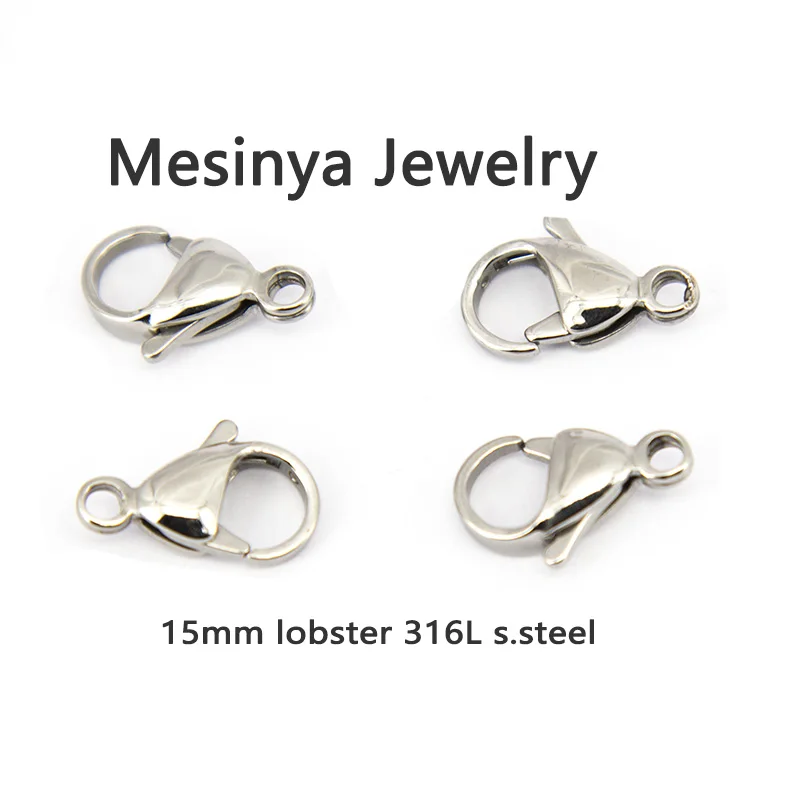 

100pcs high polished top shelf 15mm 316L Stainless steel lobster clasps .jewelry accessories.DIY necklace bracelet wholesale