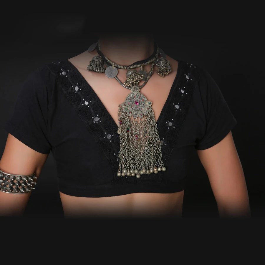 ATS Tribal Belly Dance Clothes Crop Top Choli Tops V-neck Backless Plus Size Women Gypsy Tribal Dance