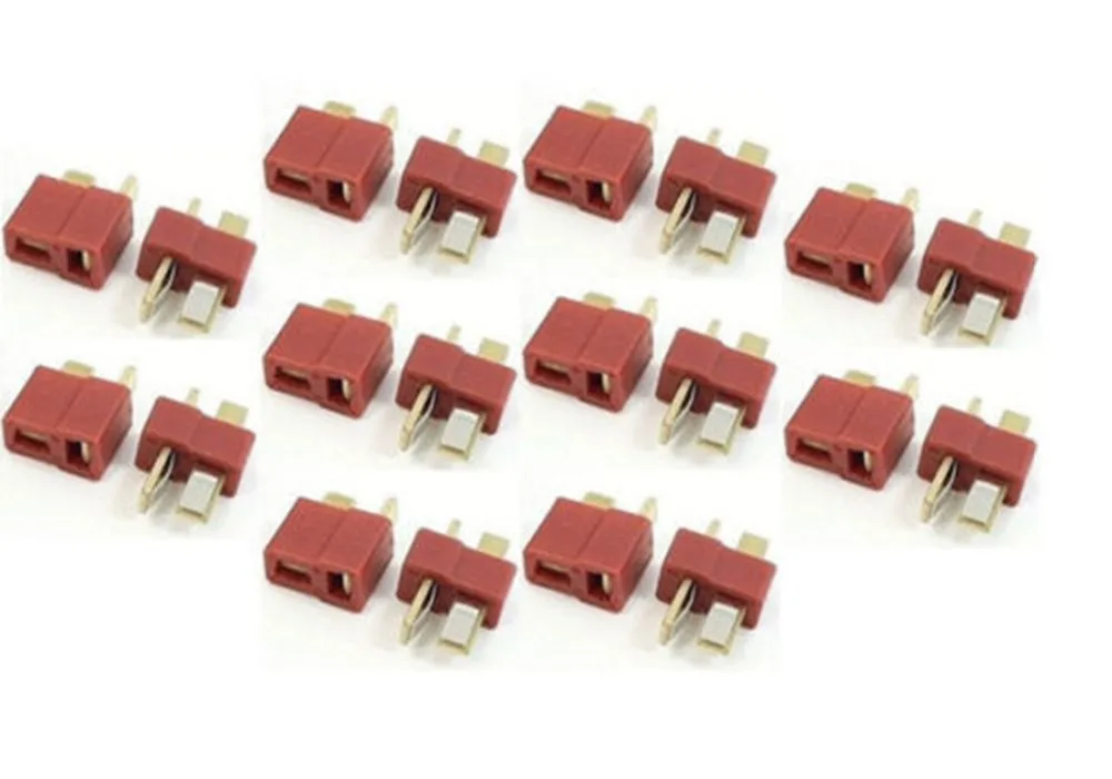 20pcs 10Pair T- Plug Male & Female Connectors Deans Style For RC LiPo Battery ESC