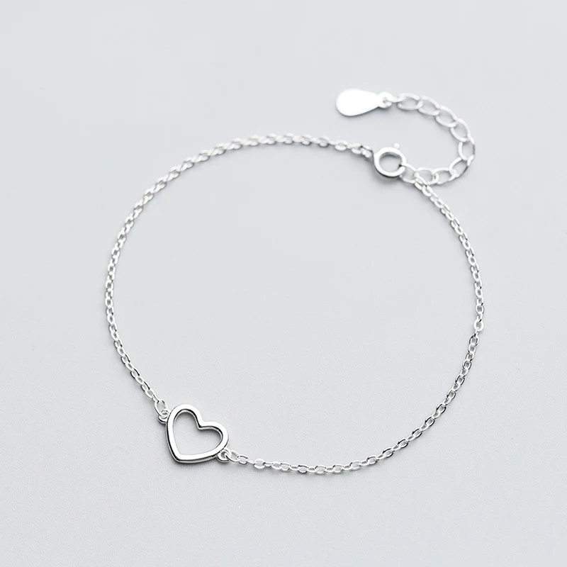 MloveAcc 100% 925 Sterling Silver Fashion Women Jewelry Hollow Heart Bracelet for Gift Girl Lady Drop Shipping